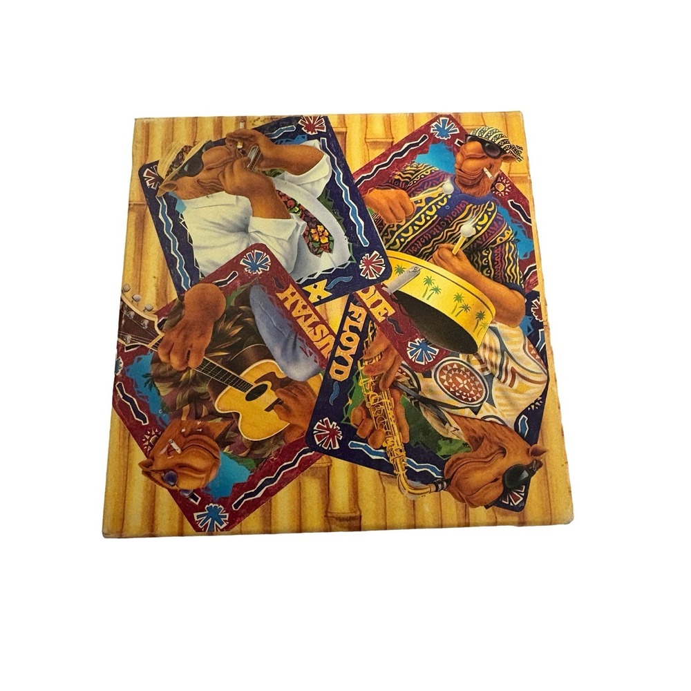 VTG Joes Beach Club Cork Coaster Set w/ Box Camel Cigarettes Advertising 1993 4"
